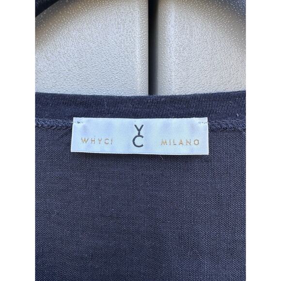 Whyci Milano Women Lagenlook Black Linen Cocoon Style Dress Sz 42 IT/6 US Chic - Picture 11 of 13